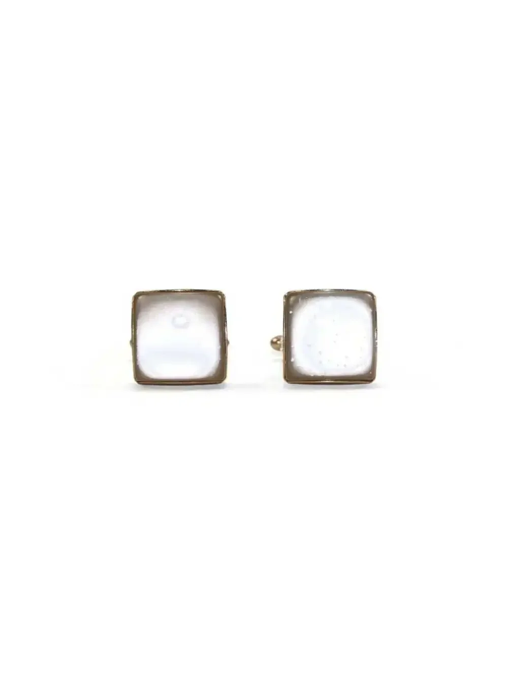 Vintage Gold Tone and Golden Moon Glow Lucite Square Cuff Links.